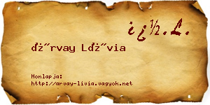 Árvay Lívia névjegykártya