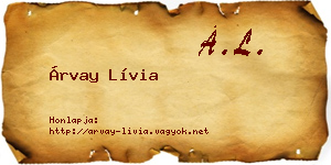Árvay Lívia névjegykártya
